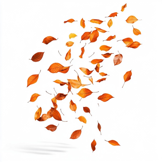 Photo autumn leaves falling isolated on white background