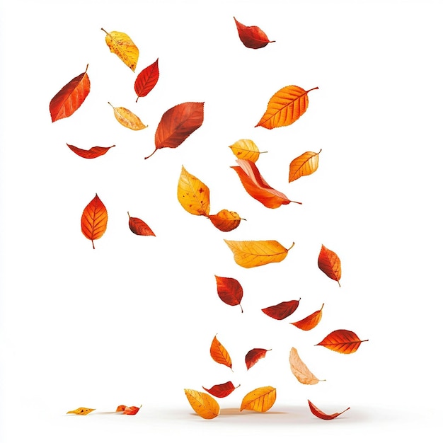 Photo autumn leaves falling isolated on white background