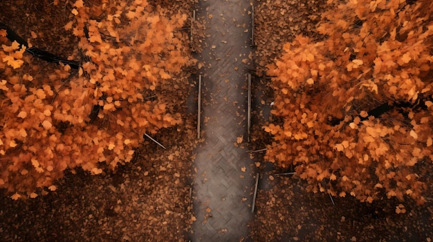 Autumn leaves in forest background