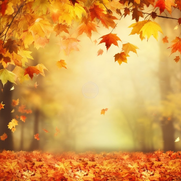 Autumn leaves in the forest wallpaper