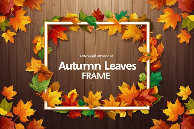 Photo autumn leaves frame on a wooden background