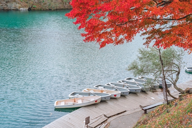 Autumn Leaves at Goshikinuma (Five Volcanic Lakes or Five Colored Lakes), a popular destination in Bandai Highlands in autumn in Fukushima prefecture, Japan