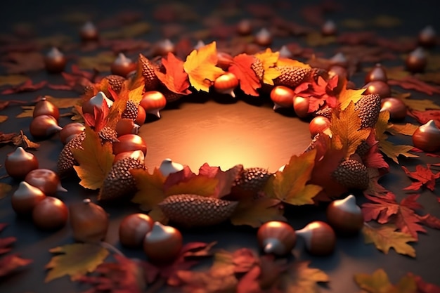 Autumn leaves on the ground Generative AI