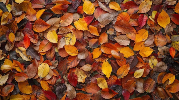 Autumn leaves pattern background top view