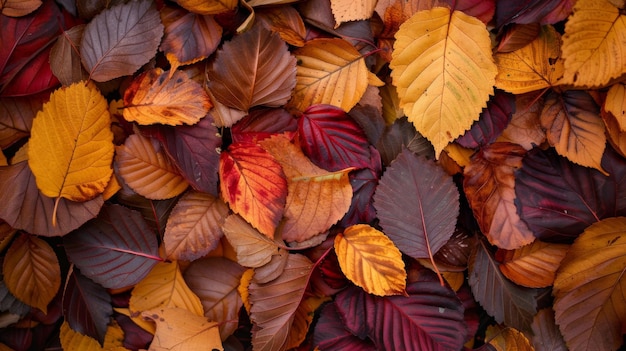 Autumn leaves pattern background top view