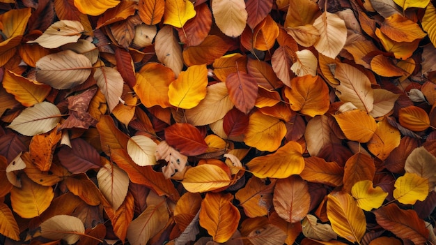 Autumn leaves pattern background top view