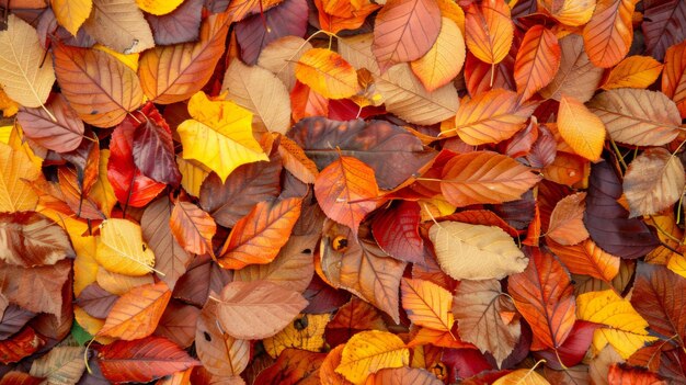 Autumn leaves pattern background top view