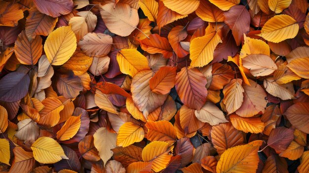 Autumn leaves pattern background top view