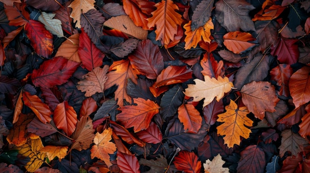 Photo autumn leaves pattern background top view