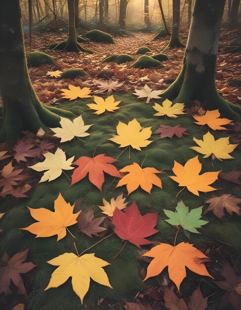 Photo autumn leaves pattern fall season