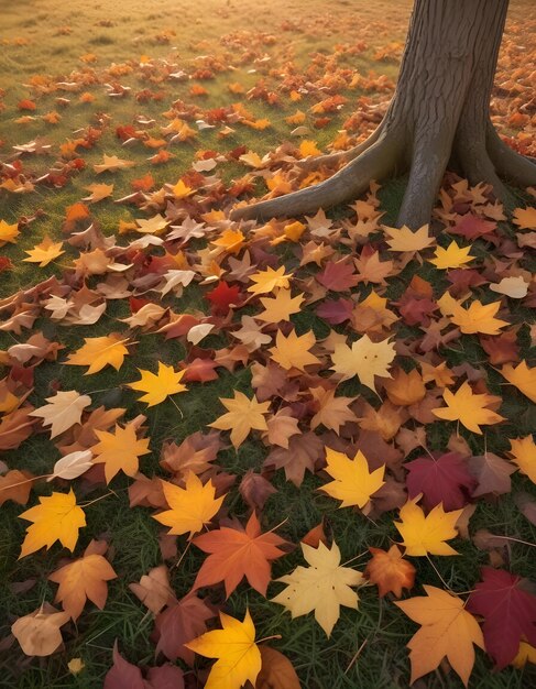 Photo autumn leaves pattern fall season