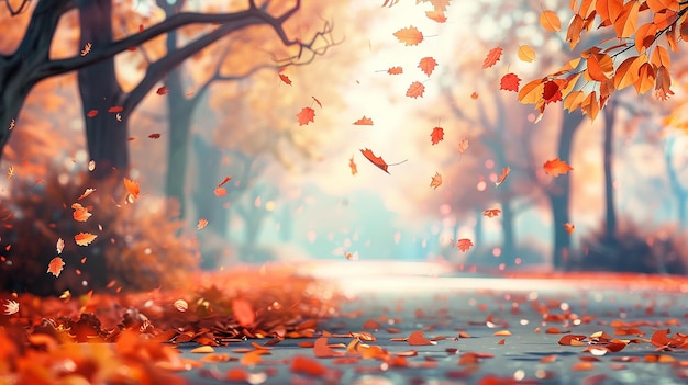 autumn leaves on a sunny day