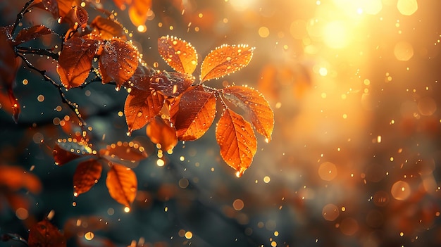 autumn leaves on a tree with the sun behind them