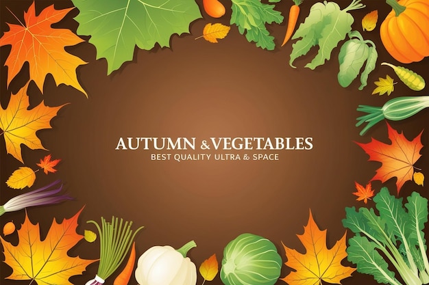 Photo autumn leaves and vegetables with copy space