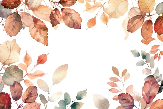 Autumn leaves watercolor border illustration