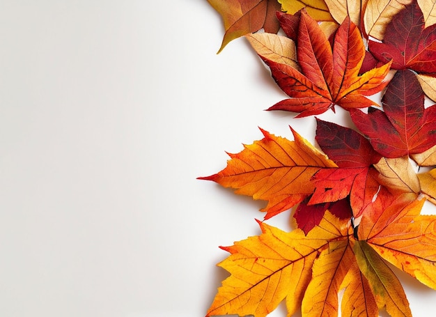 Autumn Leaves On White Background