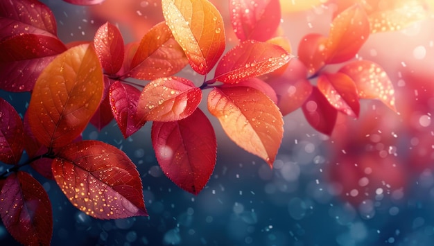 Autumn Leaves with Dew Drops