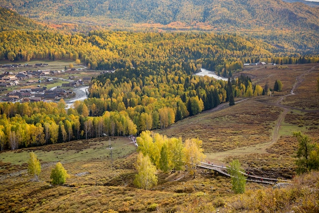 Autumn mountain panoramic landscape 