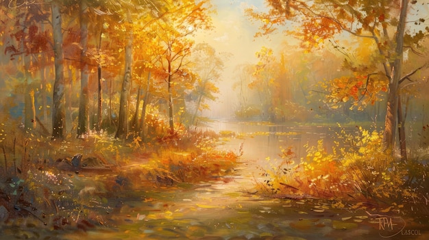 Autumn nature background Generative AI