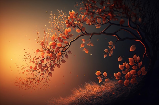 Autumn Nature Background Scene. AI generative.