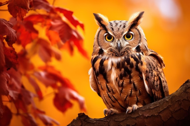 Autumn in nature with owl