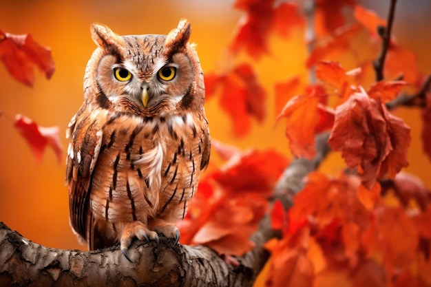 Autumn in nature with owl