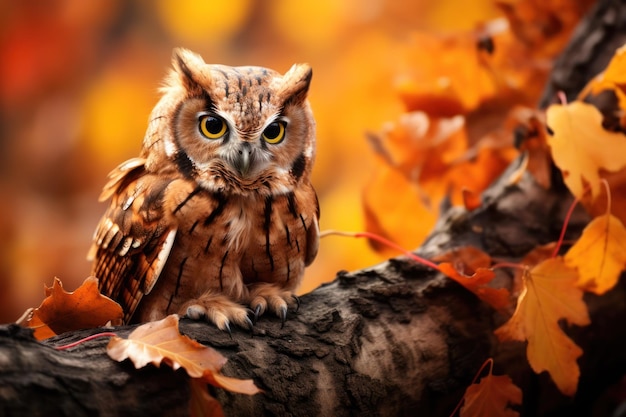 Autumn in nature with owl