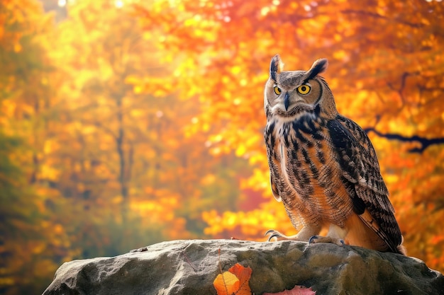 Autumn in nature with owl