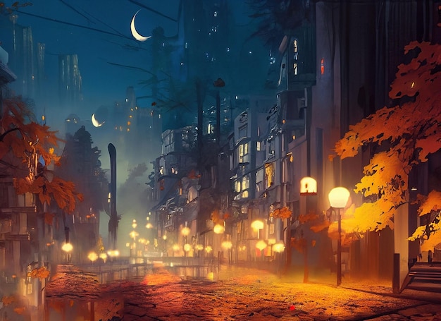 autumn night city