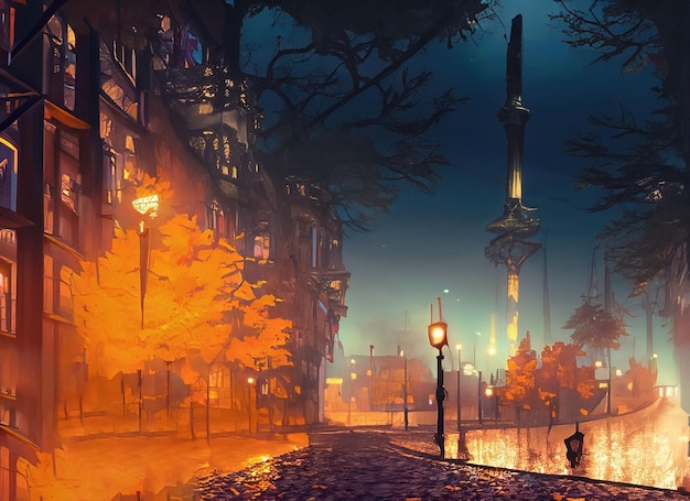 autumn night city