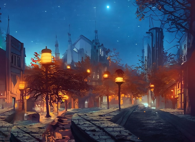 autumn night city