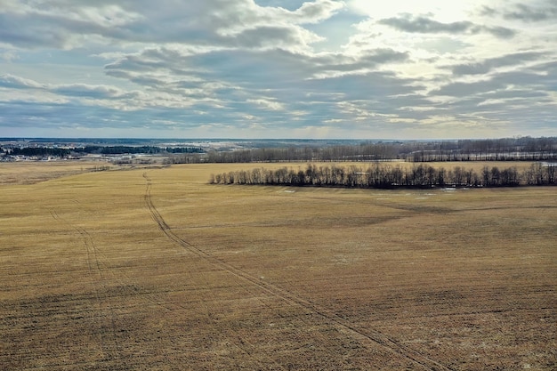 autumn panorama drone, landscape in autumn nature top view