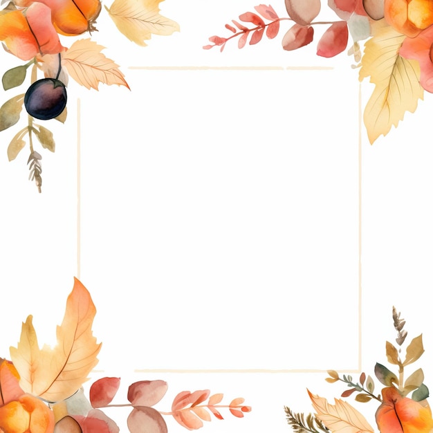 Autumn paper template watercolour clipart frame high quality ai generated image