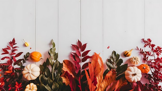 Autumn plants on the white background