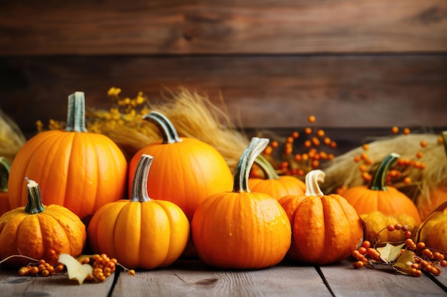 Autumn pumpkins as Thanksgiving decoration