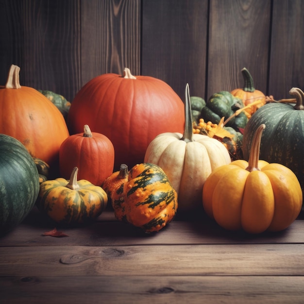 Autumn Pumpkins Illustration AI GenerativexA