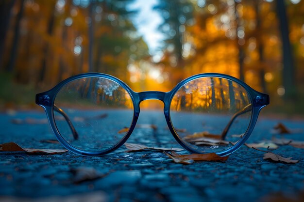 Autumn Reflections through Sunglasses on Forest Ground