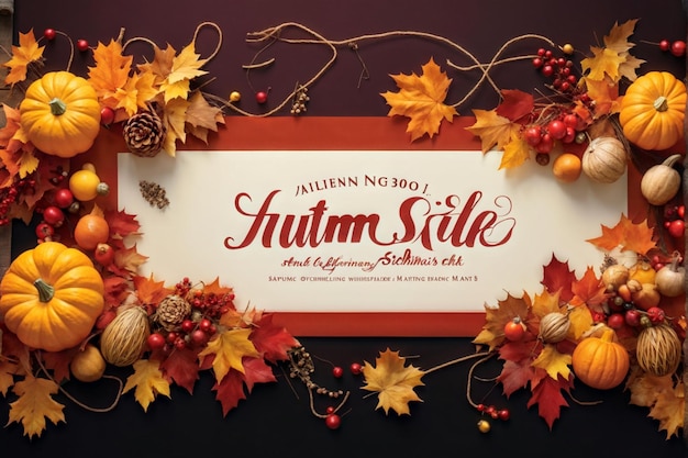 Photo autumn sale banner with festive design