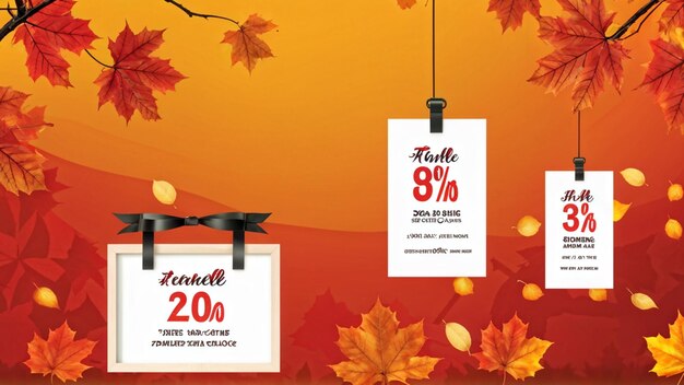 Photo autumn sale banner with festive design