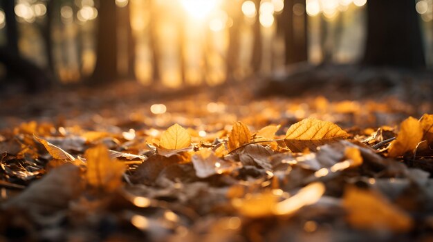 autumn scenery autumn leaves on a path in the forest