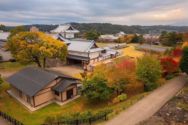 Autumn scenery of the kanazawa castle park in kanazawa japan