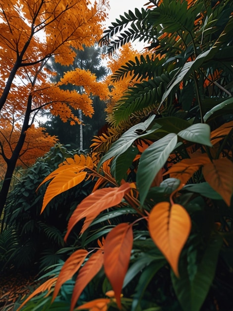 Photo autumn season leafs plant scene background