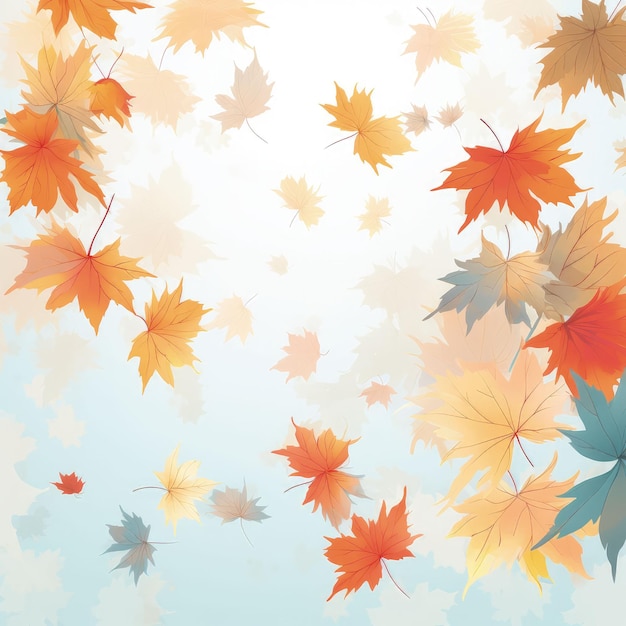 Autumn seasonal background of red and orange autumn leaves on an isolated background