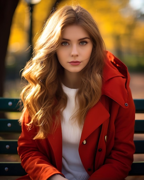 Autumn Serenity A beautiful girl in Park Bench