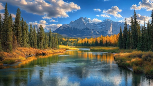 Photo autumn serenity mountain river reflection