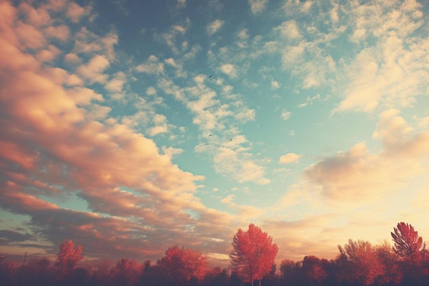 Photo autumn sky background texture autumn background landscape beautiful nature trees