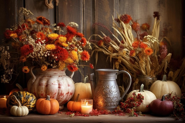 Autumn still life home decor in a cozy house