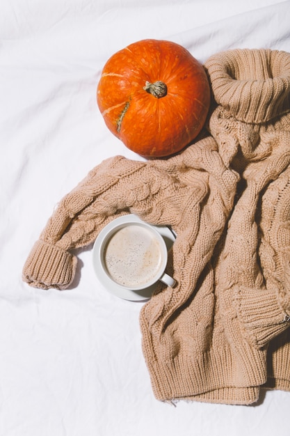 Photo autumn sweaters stack autumn concept