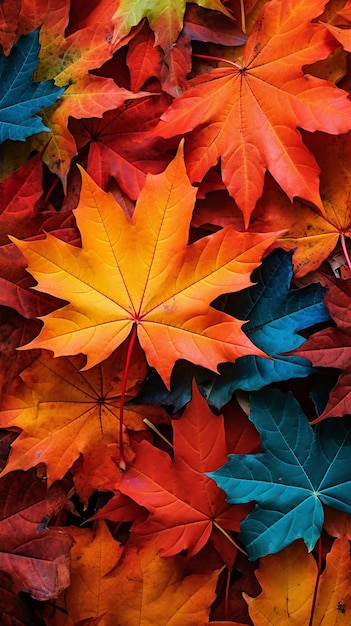 Autumn Symphony Vibrant Maple Leaves Showcase Natures Beauty