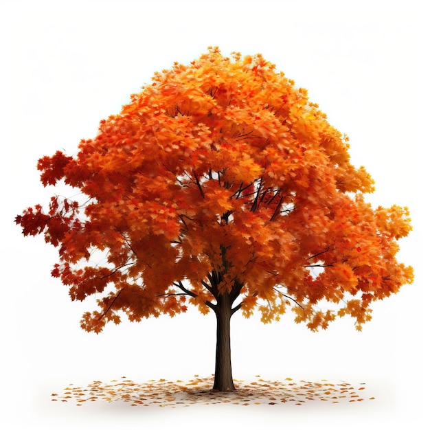 Autumn tree and leaf with white background high quality ai generated image